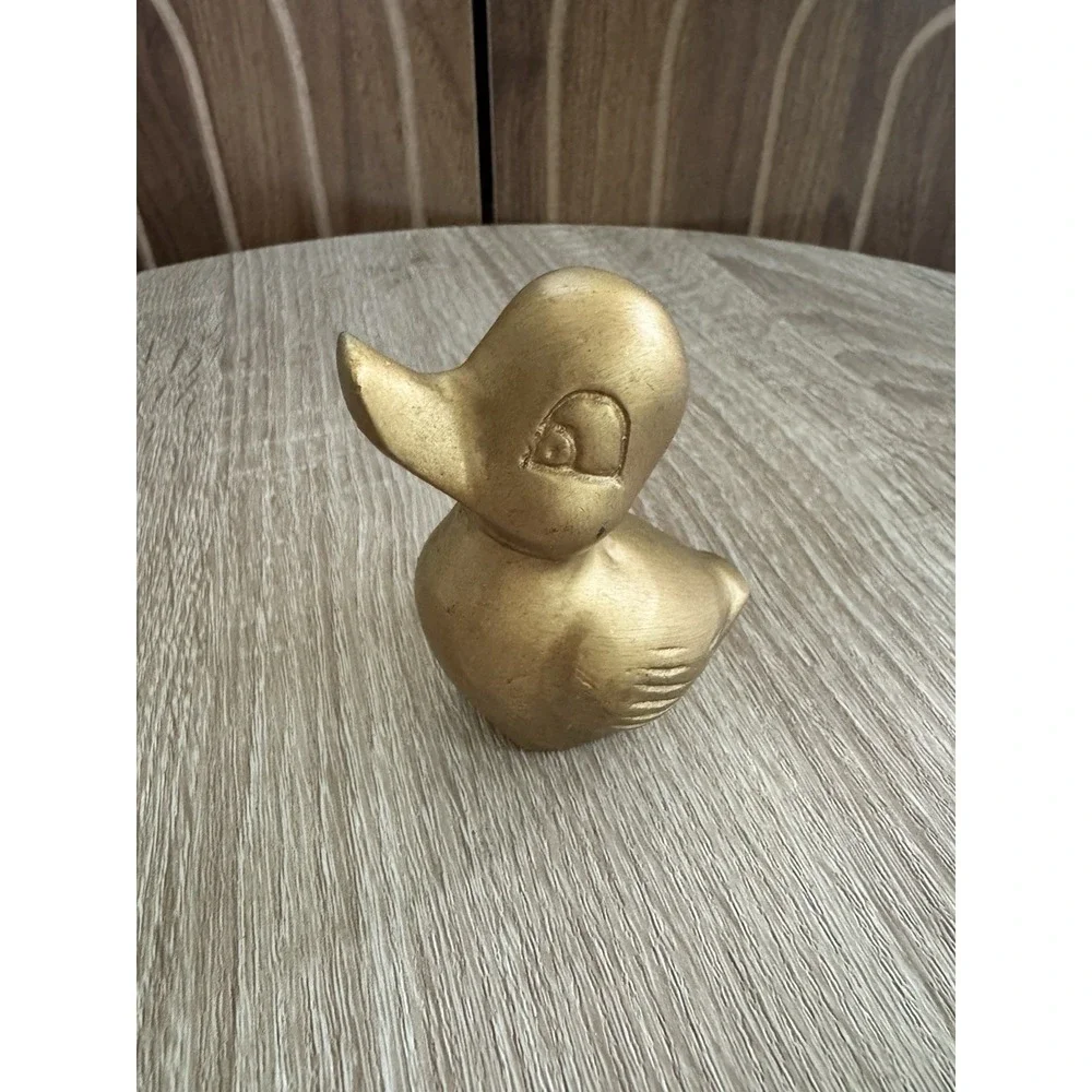 Brass Duck Duckling Figurine Paperweight Vintage
